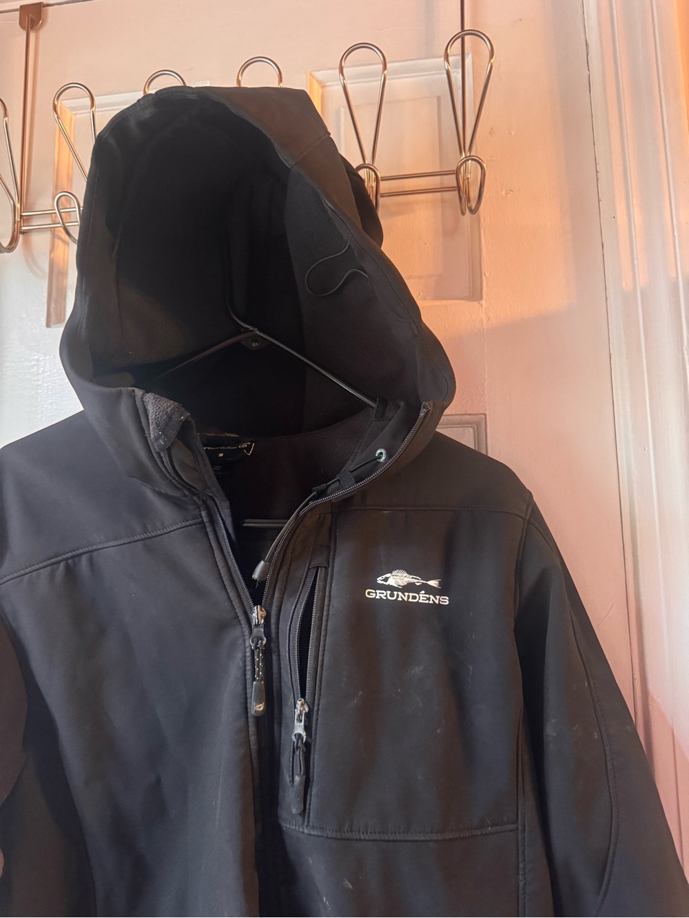 Grundens black hooded windbreaker jacket small fishing sport - Picture 2 of 6